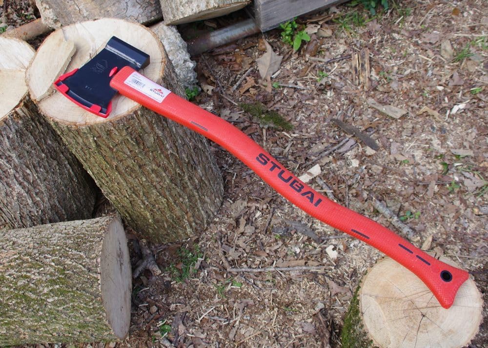 STUBAI Leichtaxt / Putzerbeil 600–670 mm mit Kunststoffstiel, 100 mm Schneide, 1000 g, Kohlenstoffstahl 52–55 HRC, mit Schlagfläche – ideal für Entasten, Spalten und kleinere Baumarbeiten