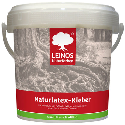 LEINOS Naturlatexkleber 1,00 kg – lösungsmittelfreier Kontaktkleber auf Naturkautschukbasis – für Teppiche, Kork, Leder, Filz, Linoleum & Papier – ideal für ökologische Anwendungen