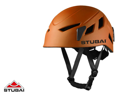 STUBAI Kletter-Helm Spirit | Schwarz/Orange | Bergsteigerhelm für Damen und Herren | Berg-Helm für Sportklettern, Klettersteige, Bergsteigen, Skitouren, Eisklettern