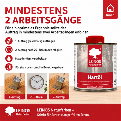 LEINOS Holzöl 250 ml | Hartöl Farblos für Tische Möbel Arbeitsplatten | Teak Eiche Möbelöl für effektive Versiegelung und langanhaltenden Schutz im Innenbereich