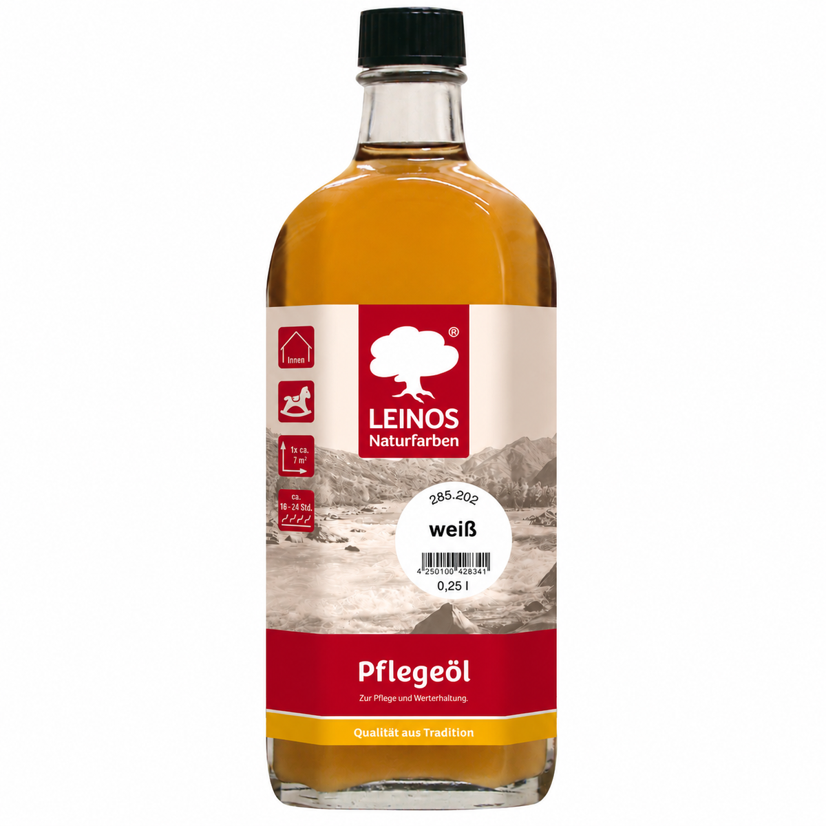 LEINOS Pflegeöl 285, Weiß 0,25 l für geölte Böden & Möbel innen