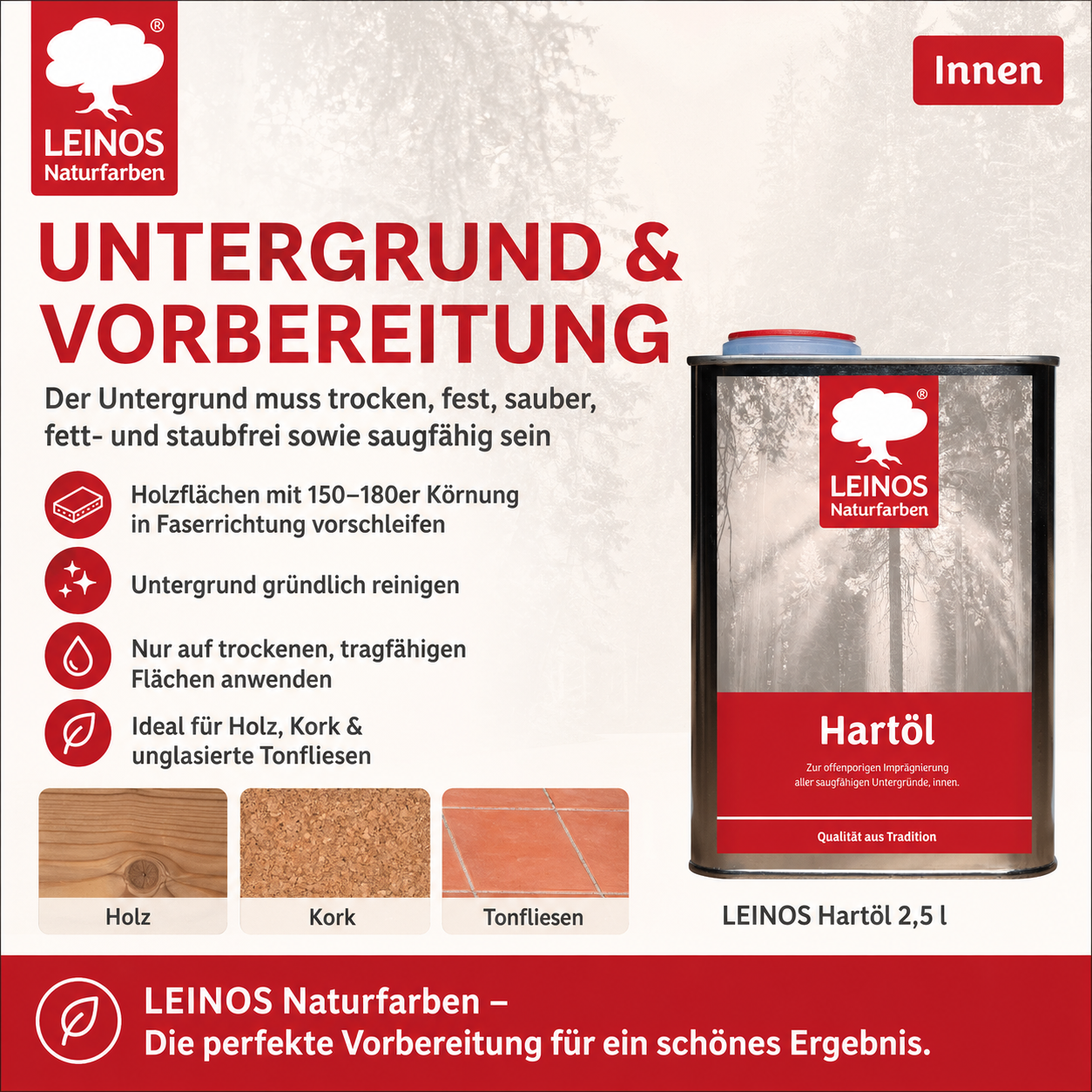 LEINOS Holzöl 2,5 l | Farbloses Hartöl für Möbel, Tische & Arbeitsplatten | Möbelöl für Teak, Eiche & weitere Hölzer | Natürliche Imprägnierung & Versiegelung mit langanhaltendem Schutz innen