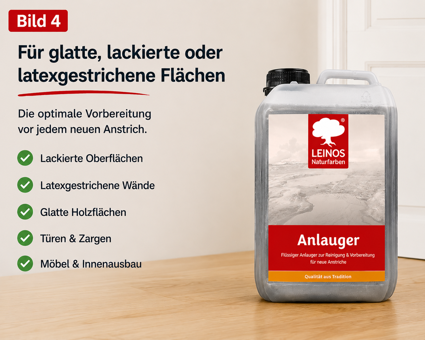 LEINOS 950 Anlauger 2,50 l – Reiniger & Untergrundvorbereitung für geölte, lackierte & latexgestrichene Flächen | entfernt Fett & Schmutz | für Öllack-Anstriche | ideal für unzugängliche Bereiche