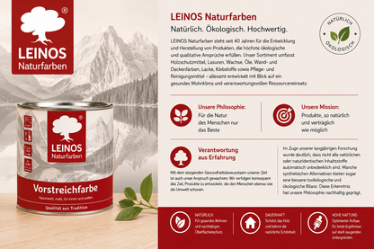 LEINOS Vorstreichfarbe 810 | 2,5  Liter | hochwertige Haftgrundierung für Holz, Metall, Glasfasertapeten | schnelltrocknend, biozidfrei & umweltfreundlich | weiß matt, offenporig, für Innen- und Außenanwendungen