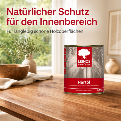LEINOS Holzöl 750 ml | Hartöl Nussbaum für Tische Möbel Arbeitsplatten | Teak Eiche Möbelöl für effektive Versiegelung und langanhaltenden Schutz im Innenbereich