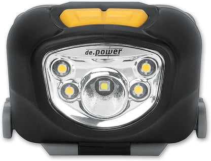 de.power LED Stirnlampe mit Spot- u. mit Weitwinkellicht, dimmbar, 3x AAA, 210 Lumen (ANSI) DP-801AAA-C [Energieklasse A]