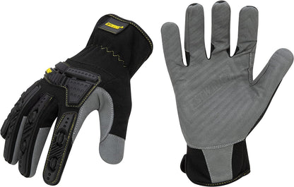 Estwing Schlagfester Arbeitshandschuh, Finger und Handfläche mit hohem Grip, Knöchelschutz, elastische Stulpe, 1 Paar, schwarz/grau Größe L