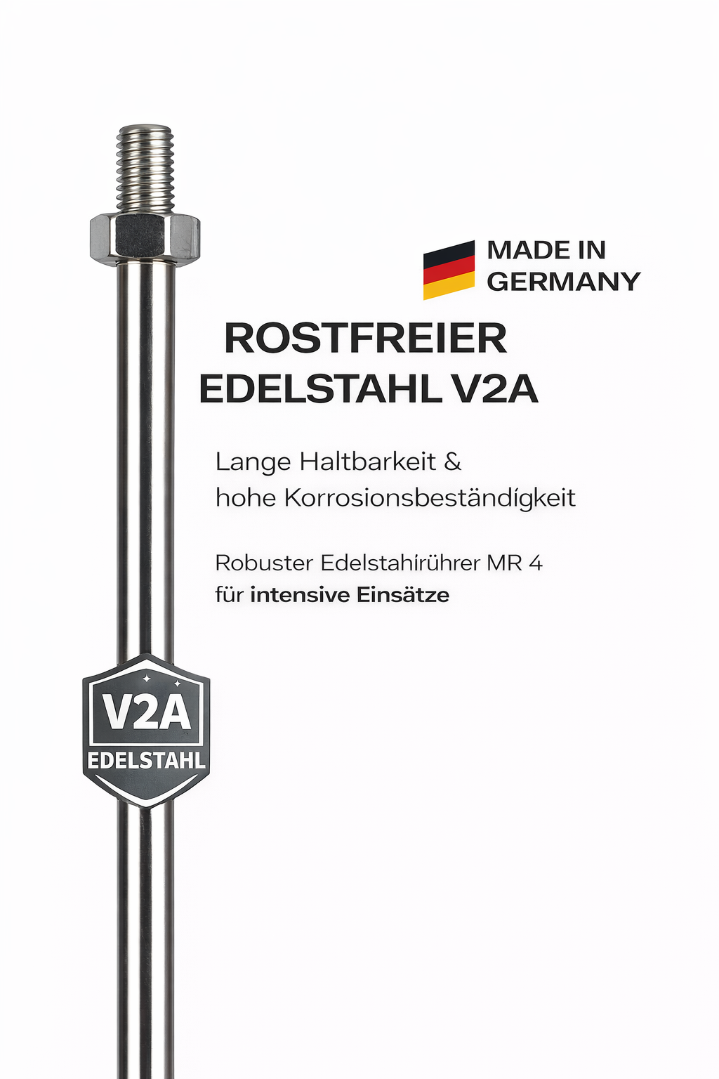 epi EDELSTAHLRÜHRER MR 4 Ø140 mm M14x2 – Wendelrührer aus Edelstahl V2A, elektropoliert, rechtsgewendelt – für Edelputz, Dekoputz & 2-Komponenten-Materialien – Made in Germany