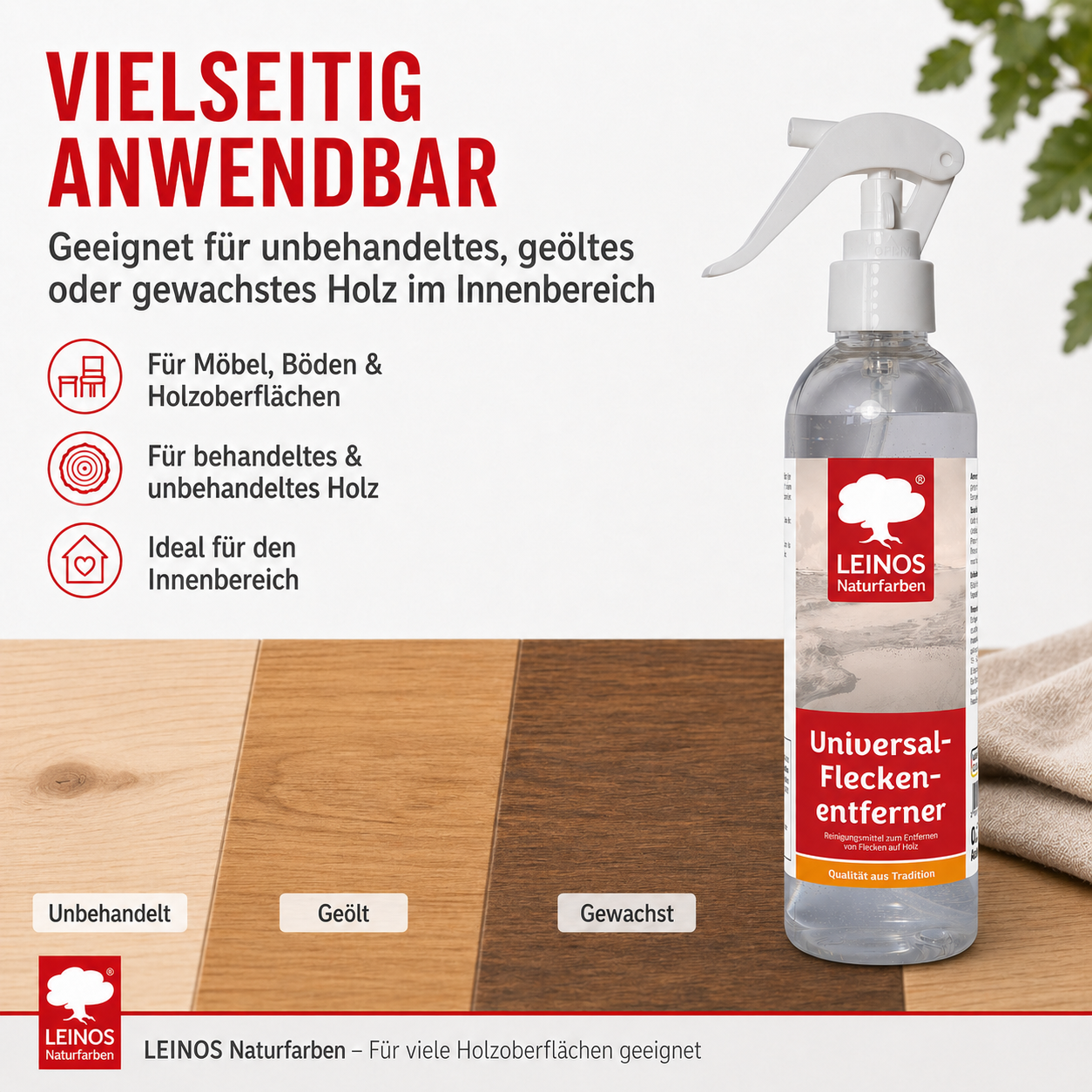 Universal Fleckenentferner 945 - 250 ml – lösemittelfreies Reinigungsmittel zur Entfernung von Kaffee-, Tee- & Rotweinflecken – für behandeltes & unbehandeltes Holz – wasserbasiert & biologisch abbaubar