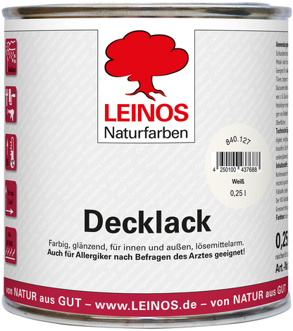 LEINOS Decklack Deckfarbe Hochdeckende Wetterfeste Lackfarbe Wetterschutzfarbe für Innen- und Außenprojekte