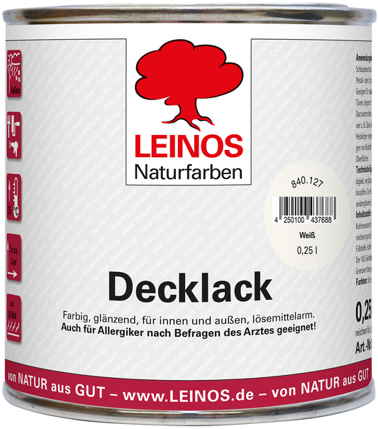 LEINOS Decklack Deckfarbe Hochdeckende Wetterfeste Lackfarbe Wetterschutzfarbe für Innen- und Außenprojekte