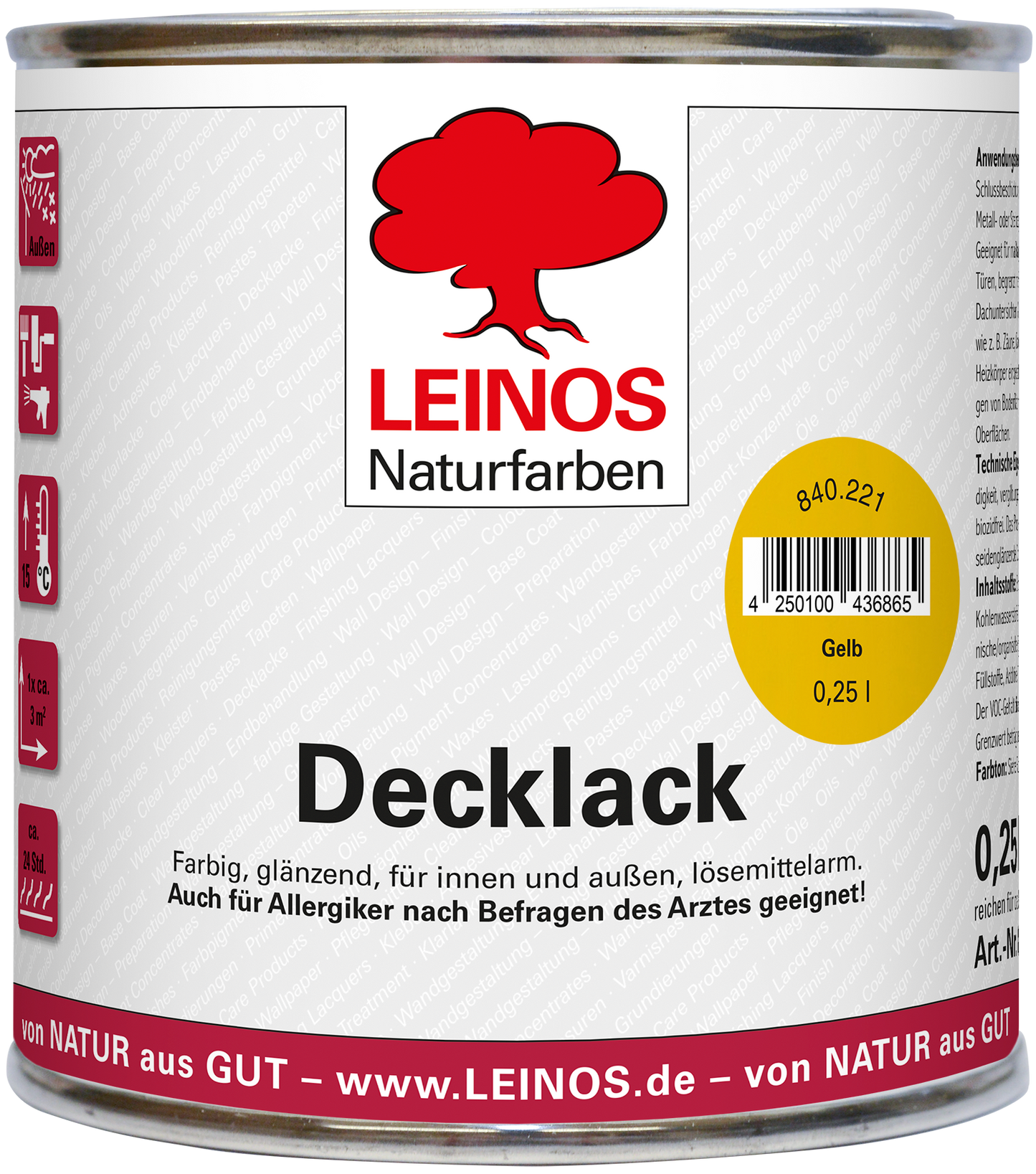 LEINOS Decklack Deckfarbe Hochdeckende Wetterfeste Lackfarbe Wetterschutzfarbe für Innen- und Außenprojekte