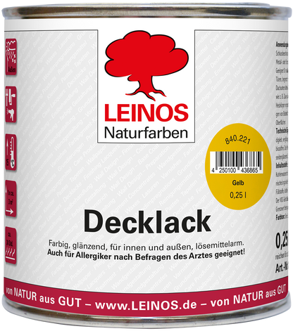 LEINOS Decklack Deckfarbe Hochdeckende Wetterfeste Lackfarbe Wetterschutzfarbe für Innen- und Außenprojekte