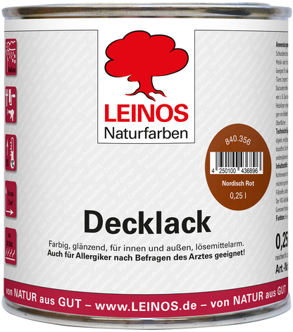 LEINOS Decklack Deckfarbe Hochdeckende Wetterfeste Lackfarbe Wetterschutzfarbe für Innen- und Außenprojekte