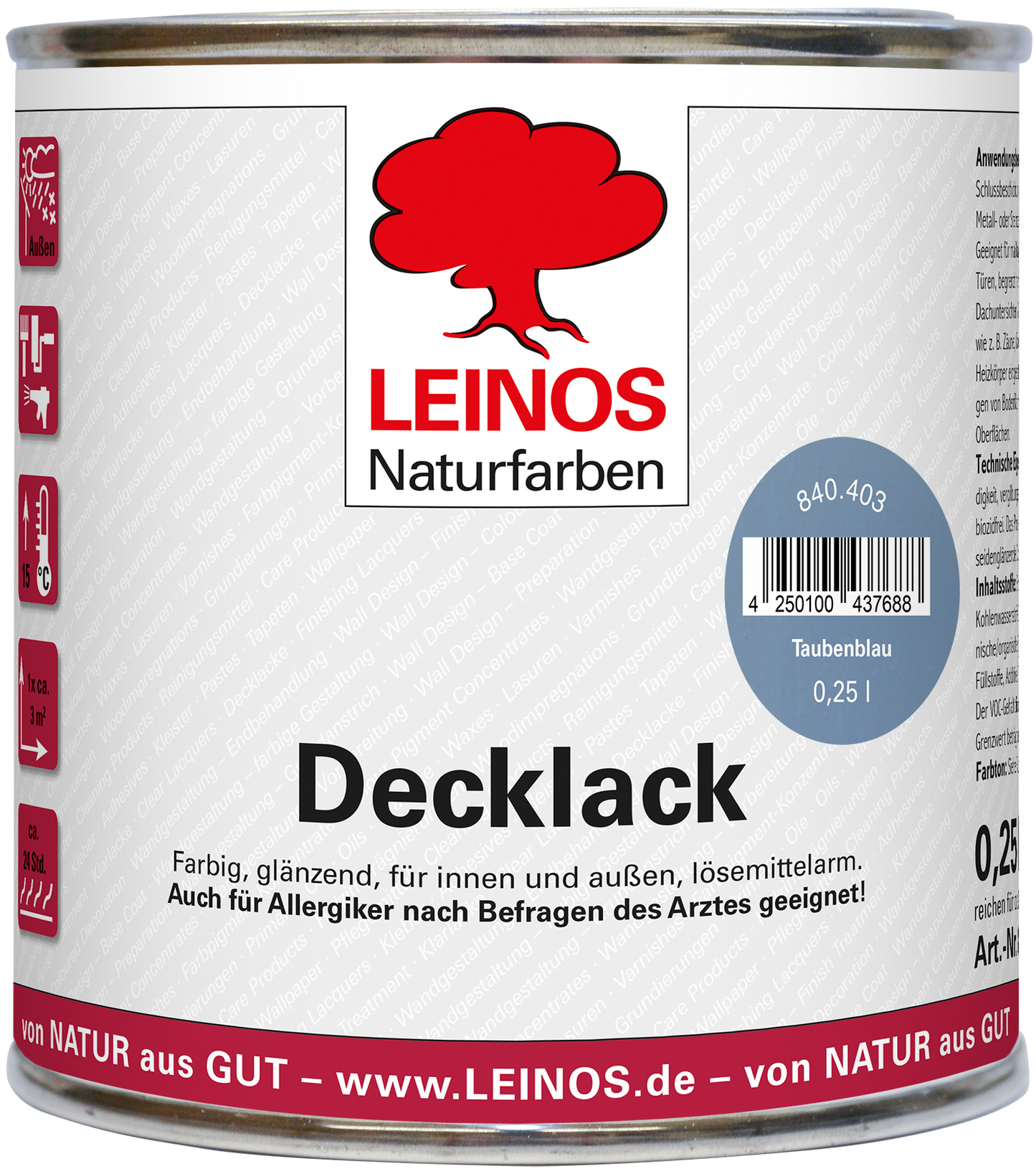 LEINOS Decklack Deckfarbe Hochdeckende Wetterfeste Lackfarbe Wetterschutzfarbe für Innen- und Außenprojekte