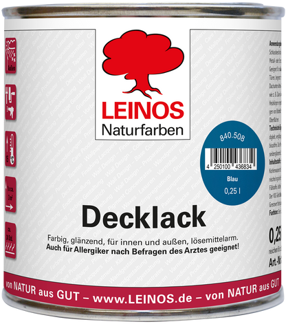 LEINOS Decklack Deckfarbe Hochdeckende Wetterfeste Lackfarbe Wetterschutzfarbe für Innen- und Außenprojekte