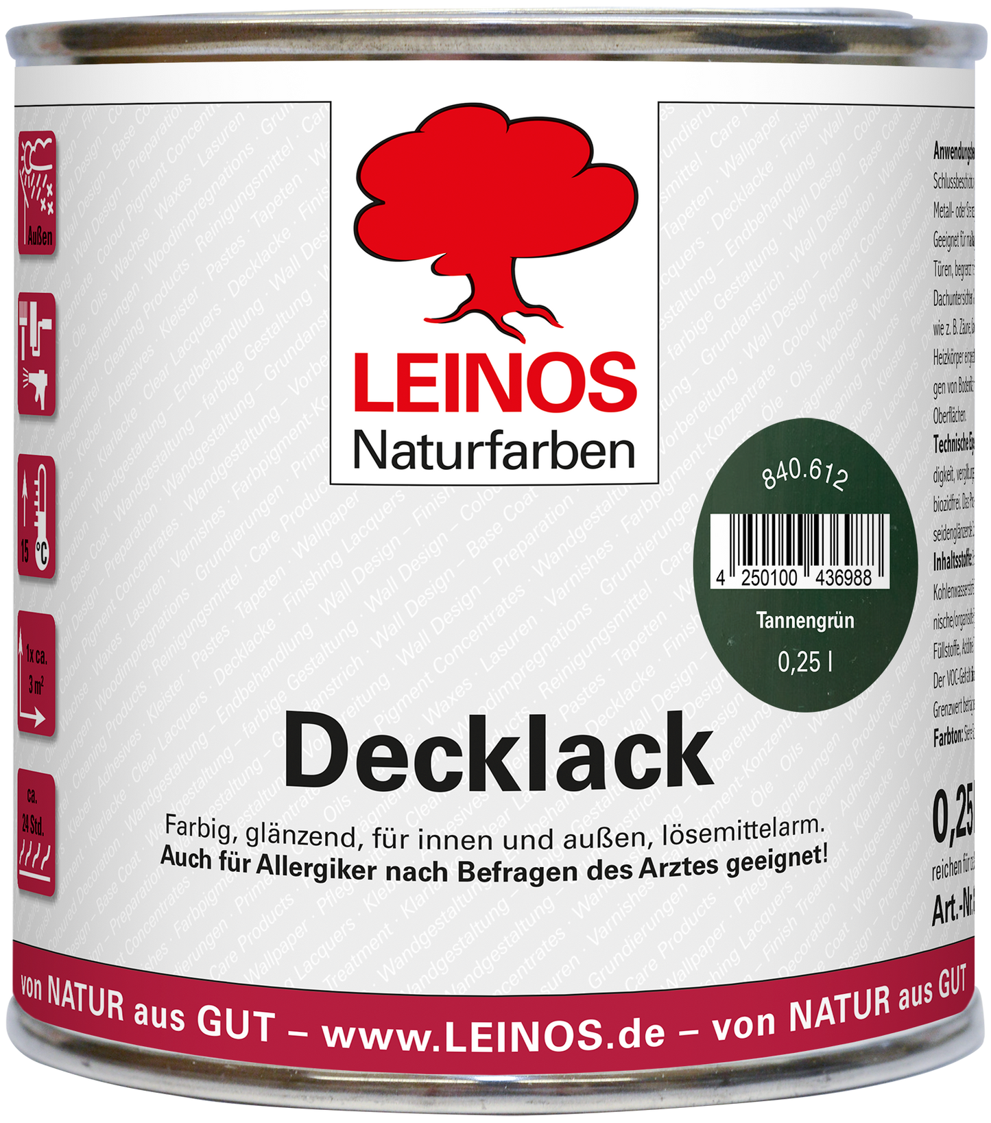 LEINOS Decklack Deckfarbe Hochdeckende Wetterfeste Lackfarbe Wetterschutzfarbe für Innen- und Außenprojekte