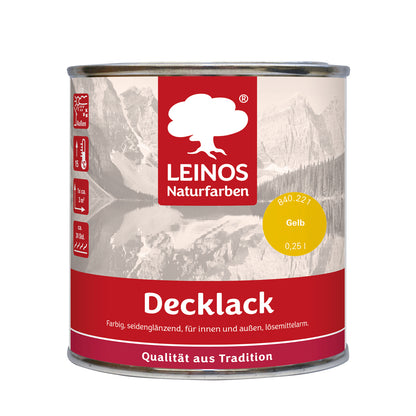 LEINOS Decklack glänzend 840 Gelb 250 ml wasserabweisender Holzlack für Innen und Außen hoch deckend wetterbeständig für Holz Metall und Steinzeug mit brillanter Farbwirkung und Holzschutz