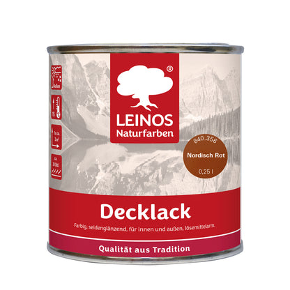 LEINOS Decklack glänzend 840 Nordisch-Rot 250 ml wasserabweisender Holzlack für Innen und Außen hoch deckend wetterbeständig für Holz Metall und Steinzeug mit brillanter Farbwirkung und Holzschutz