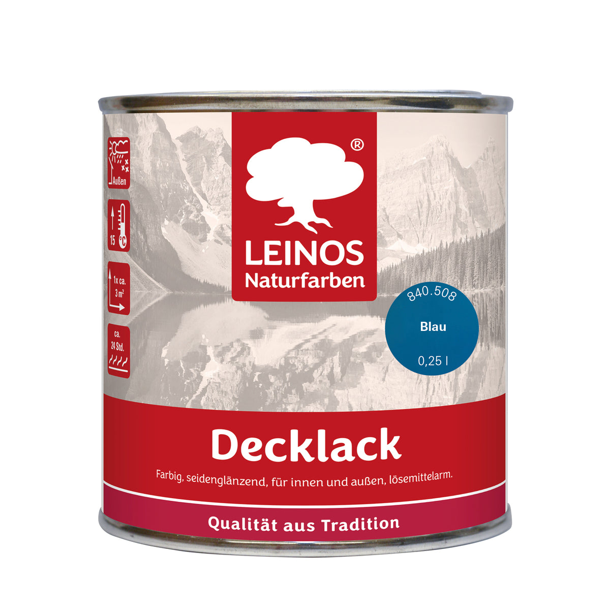 LEINOS Decklack glänzend 840 Blau 250 ml wasserabweisender Holzlack für Innen und Außen hoch deckend wetterbeständig für Holz Metall und Steinzeug mit brillanter Farbwirkung und Holzschutz