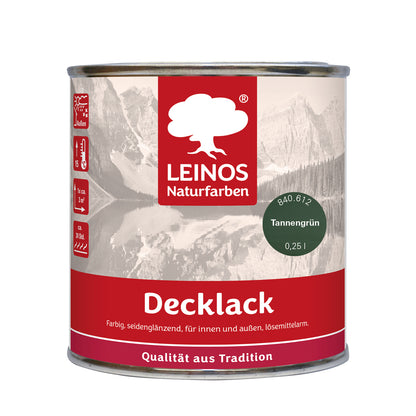 LEINOS Decklack glänzend 840 Tannengrün 250 ml wasserabweisender Holzlack für Innen und Außen hoch deckend wetterbeständig für Holz Metall und Steinzeug mit brillanter Farbwirkung und Holzschutz
