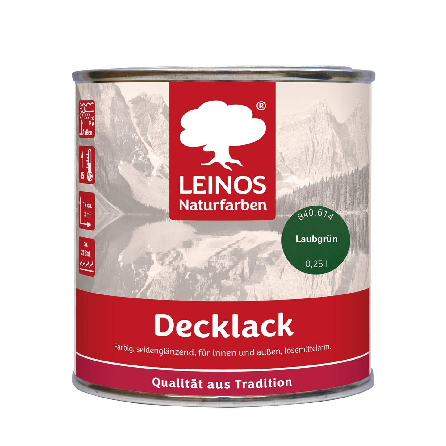 LEINOS Decklack glänzend 840 Laubgrün 250 ml wasserabweisender Holzlack für Innen und Außen hoch deckend wetterbeständig für Holz Metall und Steinzeug mit brillanter Farbwirkung und Holzschutz