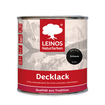 LEINOS Decklack glänzend 840 Schwarz 250 ml wasserabweisender Holzlack für Innen und Außen hoch deckend wetterbeständig für Holz Metall und Steinzeug mit brillanter Farbwirkung und Holzschutz