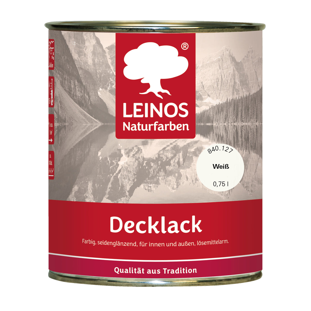 LEINOS Decklack glänzend 840 Weiß 750 ml wasserabweisender Holzlack für Innen und Außen hoch deckend wetterbeständig für Holz Metall und Steinzeug mit brillanter Farbwirkung und Holzschutz