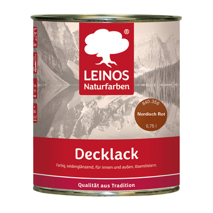 LEINOS Decklack glänzend 840 Nordisch-Rot 750 ml wasserabweisender Holzlack für Innen und Außen hoch deckend wetterbeständig für Holz Metall und Steinzeug mit brillanter Farbwirkung und Holzschutz
