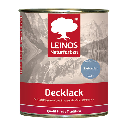 LEINOS Decklack glänzend 840 Taubenblau 750 ml wasserabweisender Holzlack für Innen und Außen hoch deckend wetterbeständig für Holz Metall und Steinzeug mit brillanter Farbwirkung und Holzschutz