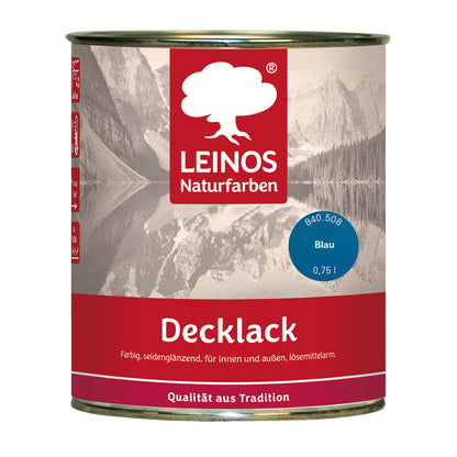 LEINOS Decklack glänzend 840 Blau 750 ml wasserabweisender Holzlack für Innen und Außen hoch deckend wetterbeständig für Holz Metall und Steinzeug mit brillanter Farbwirkung und Holzschutz