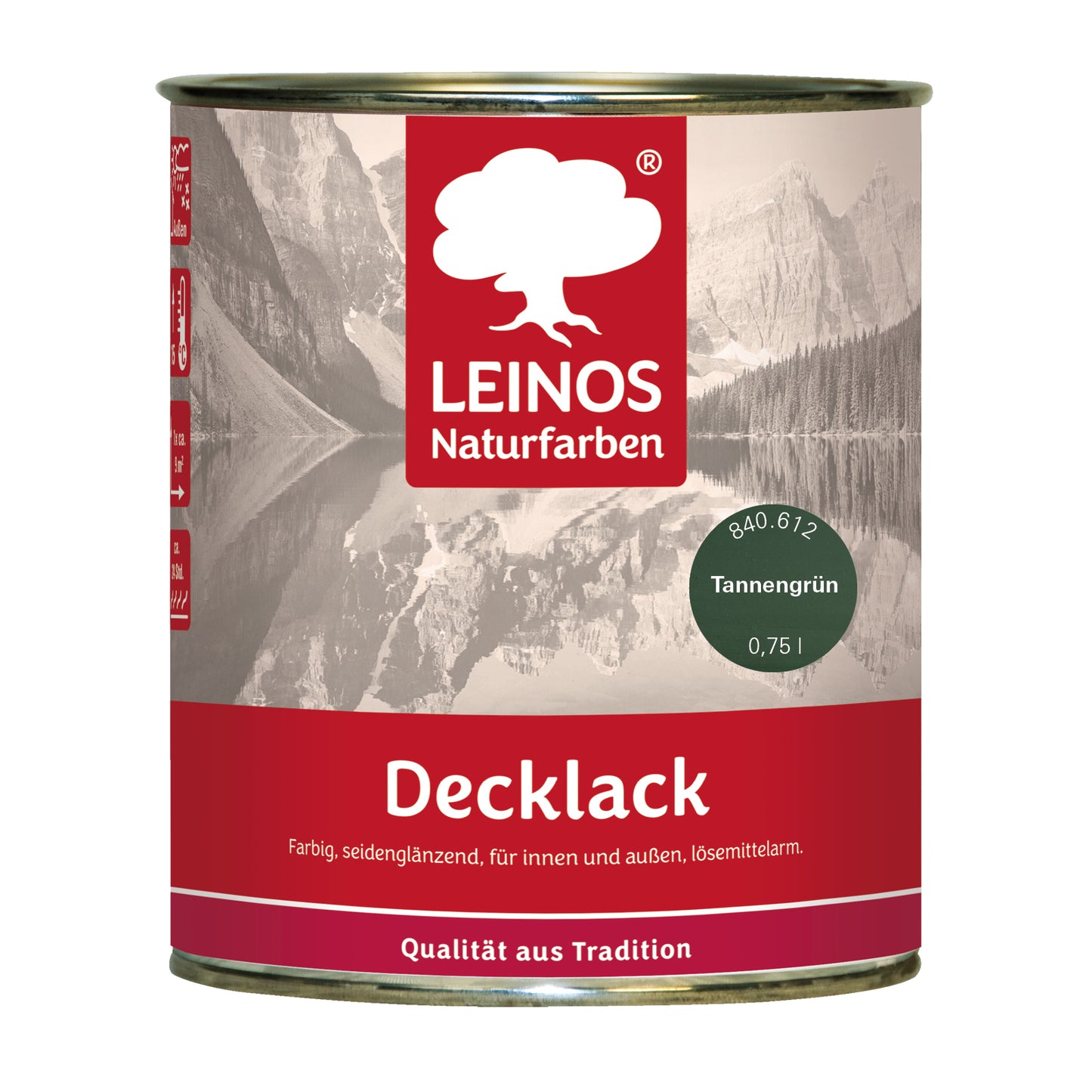 LEINOS Decklack glänzend 840 Tannengrün 750 ml wasserabweisender Holzlack für Innen und Außen hoch deckend wetterbeständig für Holz Metall und Steinzeug mit brillanter Farbwirkung und Holzschutz
