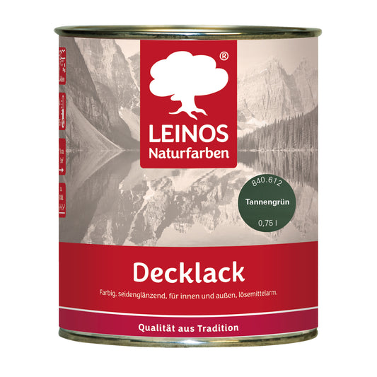 LEINOS Decklack glänzend 840 Tannengrün 750 ml wasserabweisender Holzlack für Innen und Außen hoch deckend wetterbeständig für Holz Metall und Steinzeug mit brillanter Farbwirkung und Holzschutz