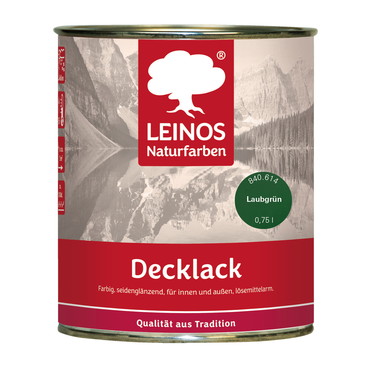 LEINOS Decklack glänzend 840 Laubgrün 750 ml wasserabweisender Holzlack für Innen und Außen hoch deckend wetterbeständig für Holz Metall und Steinzeug mit brillanter Farbwirkung und Holzschutz