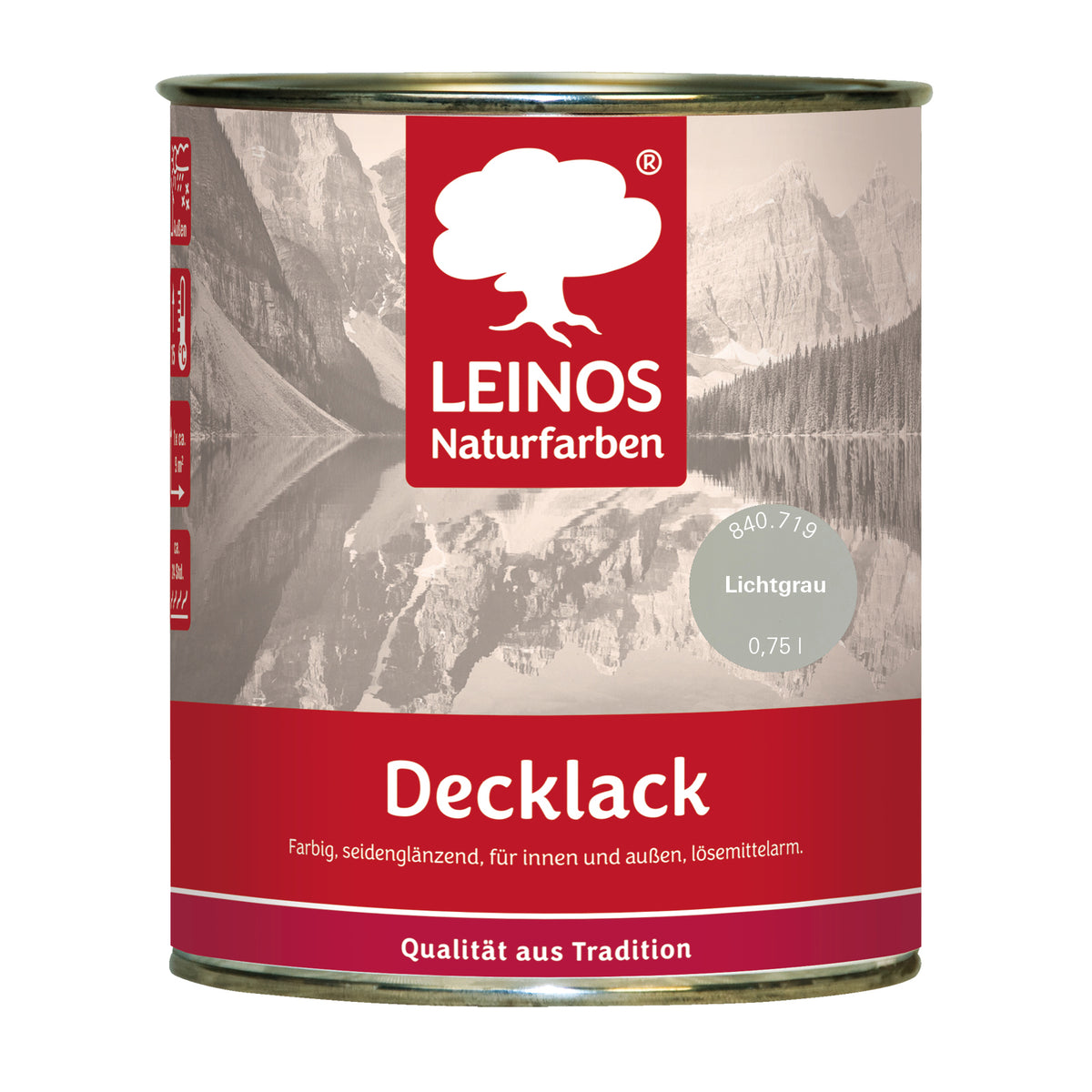 LEINOS Decklack glänzend 840 Lichtgrau 750 ml wasserabweisender Holzlack für Innen und Außen hoch deckend wetterbeständig für Holz Metall und Steinzeug mit brillanter Farbwirkung und Holzschutz