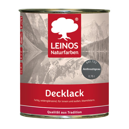LEINOS Decklack glänzend 840 Anthrazitgrau 750 ml wasserabweisender Holzlack für Innen und Außen hoch deckend wetterbeständig für Holz Metall und Steinzeug mit brillanter Farbwirkung und Holzschutz