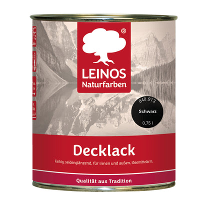 LEINOS Decklack glänzend 840 Schwarz 750 ml wasserabweisender Holzlack für Innen und Außen hoch deckend wetterbeständig für Holz Metall und Steinzeug mit brillanter Farbwirkung und Holzschutz
