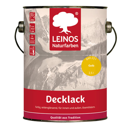 LEINOS Decklack glänzend 840 Gelb 2500 ml wasserabweisender Holzlack für Innen und Außen hoch deckend wetterbeständig für Holz Metall und Steinzeug mit brillanter Farbwirkung und Holzschutz