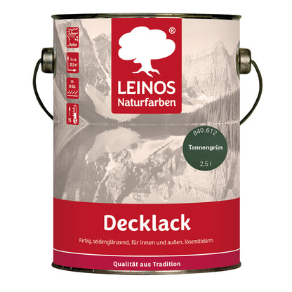 LEINOS Decklack glänzend 840 Tannengrün 2500 ml wasserabweisender Holzlack für Innen und Außen hoch deckend wetterbeständig für Holz Metall und Steinzeug mit brillanter Farbwirkung und Holzschutz