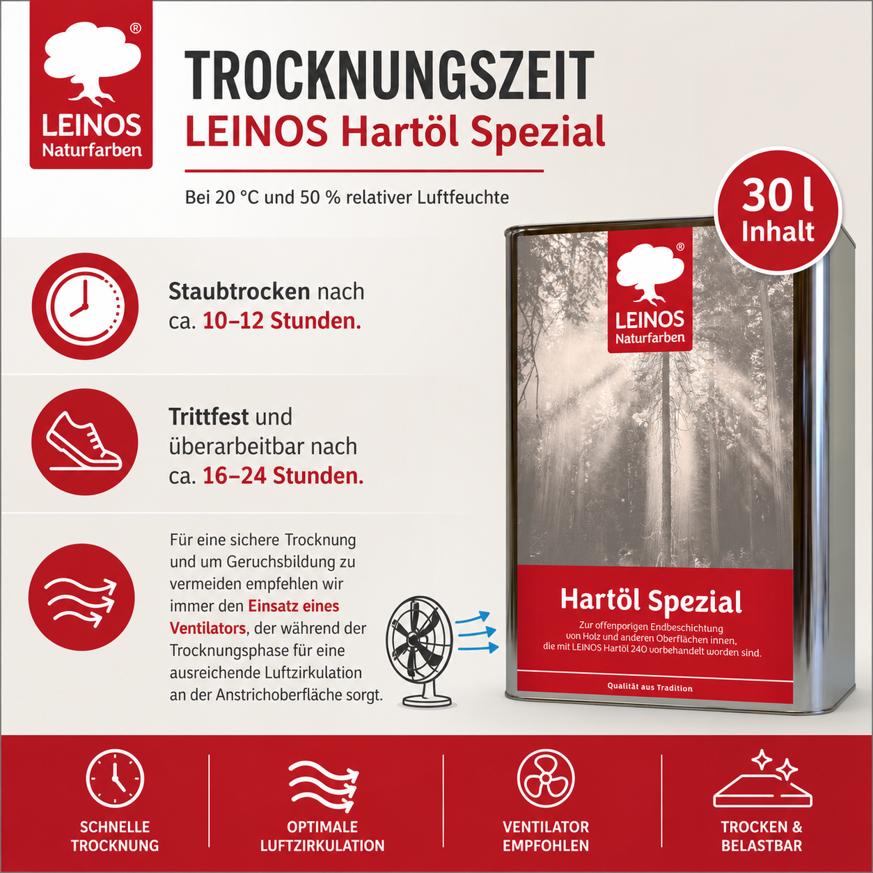 Leinos Spezial Hartöl 30 L | Farbloses Versiegelungsöl | Holzöl für effektive Endbeschichtung und langanhaltenden Schutz im Innenbereich