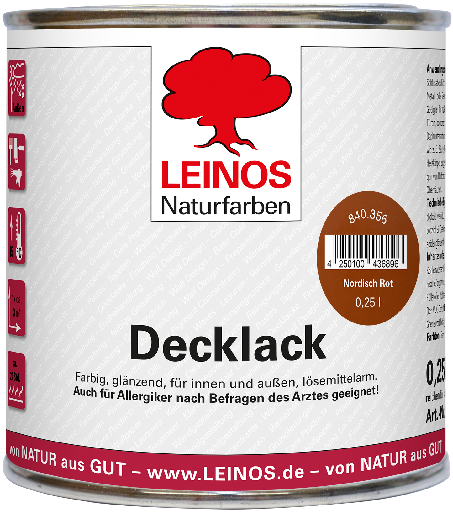 LEINOS Decklack Deckfarbe Hochdeckende Wetterfeste Lackfarbe Wetterschutzfarbe für Innen- und Außenprojekte