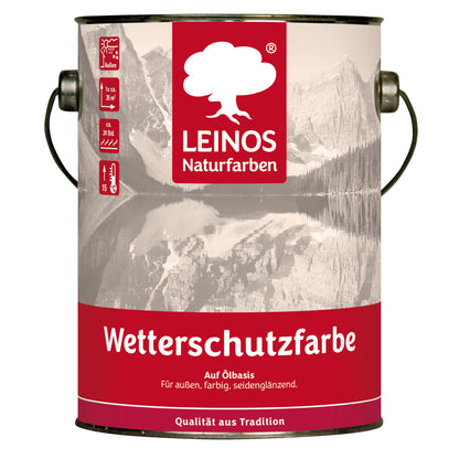 LEINOS Wetterschutzfarbe 2,5 l | Stahlgrau Holzlasur für Holzfassaden Fenster Gartenhäuser| wetterbeständige Deckfarbe für effektive Versiegelung und langanhaltenden Schutz auf Ölbasis im Außenbereich