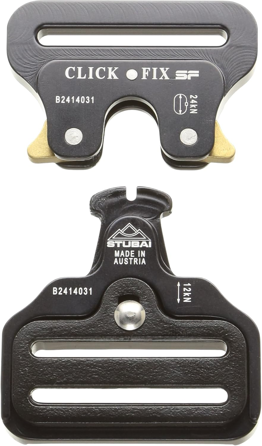 STUBAI Gurtschnalle bis 45 mm | vergütetem Aluminium mit schwarzer Eloxierung | CLICK FIX FLEX 2.0 | verhindert Öffnen unter Last | Profiqualität Made in Austria
