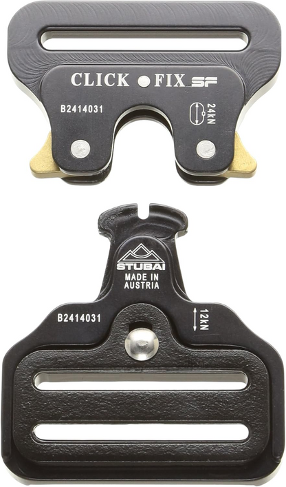 STUBAI Gurtschnalle bis 45 mm | vergütetem Aluminium mit schwarzer Eloxierung | CLICK FIX FLEX 2.0 | verhindert Öffnen unter Last | Profiqualität Made in Austria