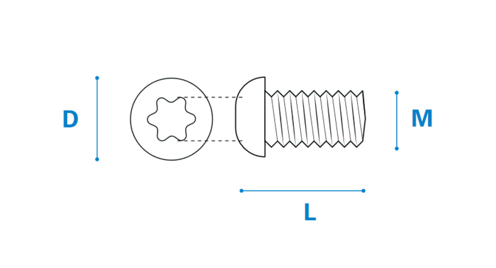 Großkopfschraube TORX®15, D9, L6 oder L8