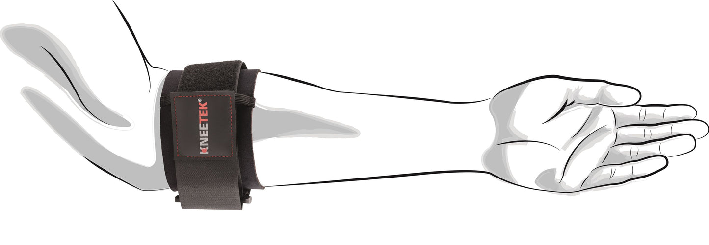 KNEETEK Unterarmbandage für den linken Arm | Größe: S/M | selbstwärmende Unterarmstütze | elastische Bandage für den Unterarm zur Kompression und Führung für die Sehnen
