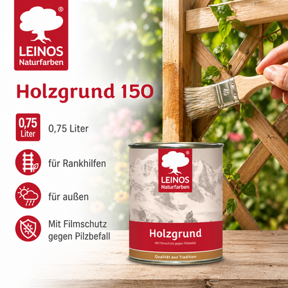 LEINOS 150 Holzgrund 10 l – offenporige Holzgrundierung für Lack- und Lasuranstriche außen, mit Filmschutz gegen Bläuebefall, tiefenwirksam, transparent-bräunlich, reicht bis ca. 144 m²