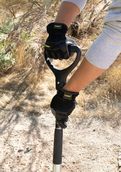 Estwing Schlagfester Arbeitshandschuh, Finger und Handfläche mit hohem Grip, Knöchelschutz, elastische Stulpe, 1 Paar, schwarz/grau Größe M