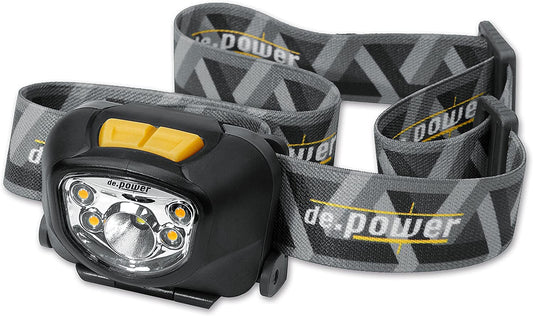 de.power LED Stirnlampe mit Spot- u. mit Weitwinkellicht, dimmbar, 3x AAA, 210 Lumen (ANSI) DP-801AAA-C [Energieklasse A]