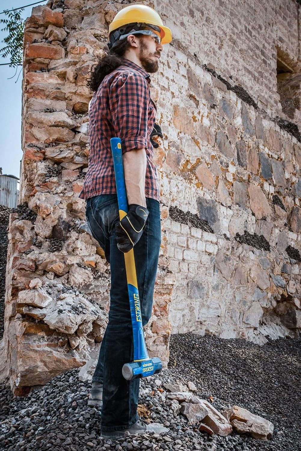 Estwing -2,7kg -Schlaghammer für Abbrucharbeiten, 50-55 HRC, 90cm -Glasfasergriff, Überschlagschutz, strukturierter Griff